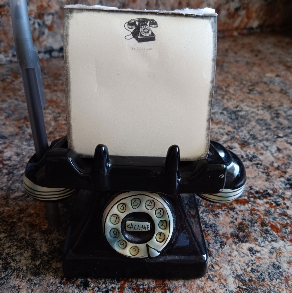 Vintage Black Rotary Phone Notepad Holder